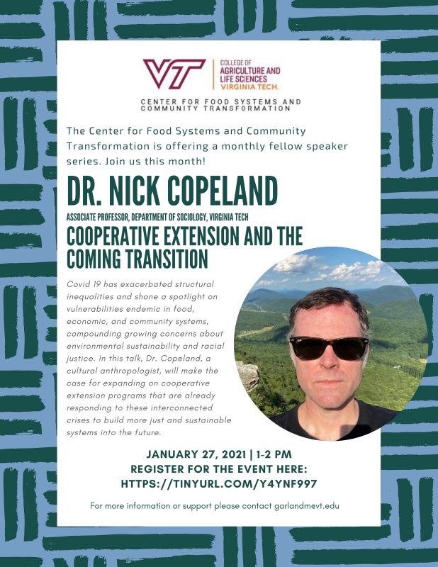 Flyer for Nick Copeland Event on January 27 (Text repeated in text box)